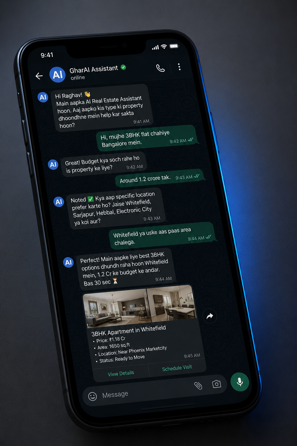 Aqargenie WhatsApp AI conversation